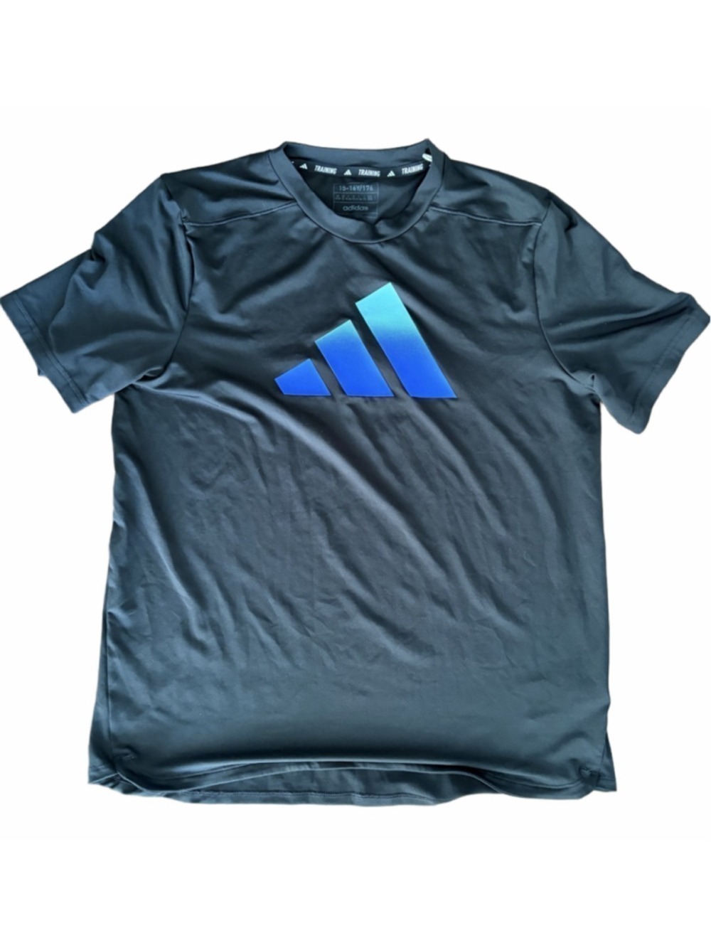 Boys Adidas Short Sleeve Tee Black Blue XL